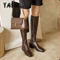 TATA YATOU Hes her girl shoes fall winter long cylinder boots women 100 hitch though knee-thin flat knight boots woman