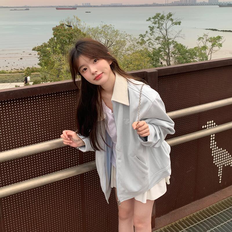 Suede Jacket for Women 2026 Spring and Autumn Korean Style Loose Student Jacket Thin Embroidered Baseball Jacket