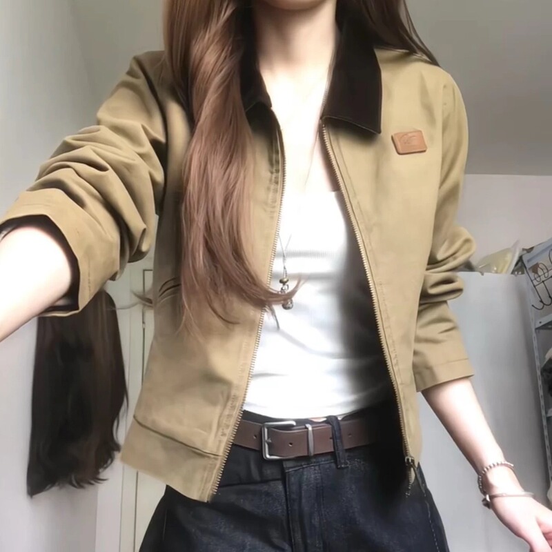 Short Work Jacket for Women 2026 New Autumn Vintage Barn Style Loose Versatile Lapel Thin Cardigan Jacket