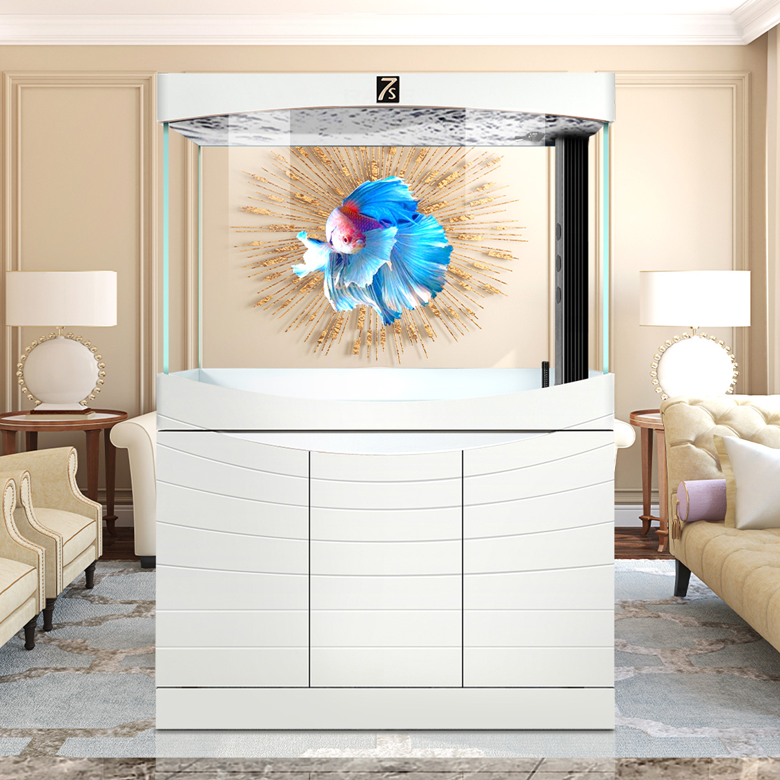 Rui Mei Seven Seconds Fish 7s Flexible Medium - Sized Divided Double - Faced Living Room European - style ultra - white glass bottom filter aquarium