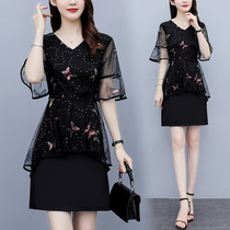 2022 Summer new micro-fat MM temperament to be thin and luxurious in womens clothing collection waist Dont make superior sense even dress