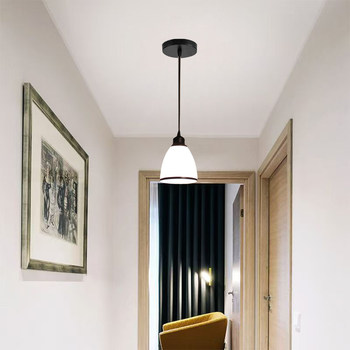 Modern Minimalist Glass Chandelier, Hallway Entrance Lighting, Creative and Unique Black Single-Head Chandelier