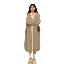 Long-sleeved knitted cardigan for women in autumn 2024 new style lazy style loose mid-length autumn and winter maternity sweater jacket