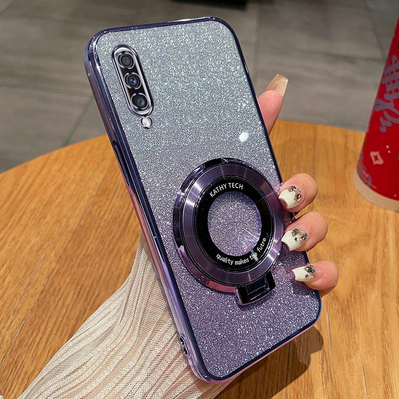 Samsung A70 Phone Case, High-End Fashion Gradient Glitter Soft Case, Galaxy A70 New Creative Magnetic Stand Ultra-Thin Back Cover, Samsunga70 Simple Anti-Drop Full Protection Suitable for
