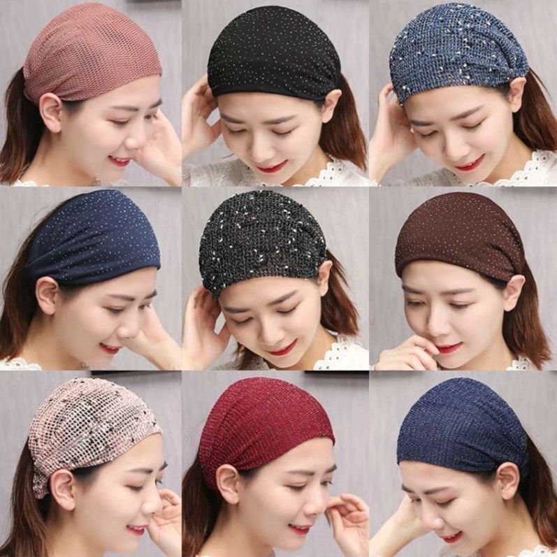 Covering white hair headdress covering artifact middle-aged and elderly thin headband summer hairband hat ladies wide-brimmed hair accessories all-match