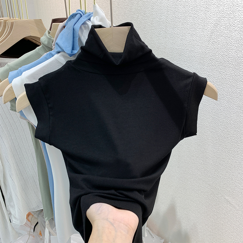 Modal High-Neck Base Shirt, Thin Style, 2026 Summer Sleeveless T-Shirt for Women, Short-Sleeve Design, Versatile Tight-Fitting Top Modal High-Neck Base Shirt, Thin Style, 2026 Summer Sleeveless T-Shirt for Women, Short-Sleeve Design, Versatile Tight-Fitting Top