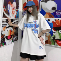 NEIGBORL national tide giraffe doll print T-shirt cute style couple loose round neck short sleeve male cartoon