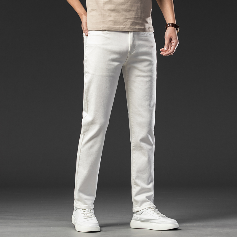 White jeans men's summer thin fashion brand self-cultivation high-end casual straight loose loose all-match trendy long pants men