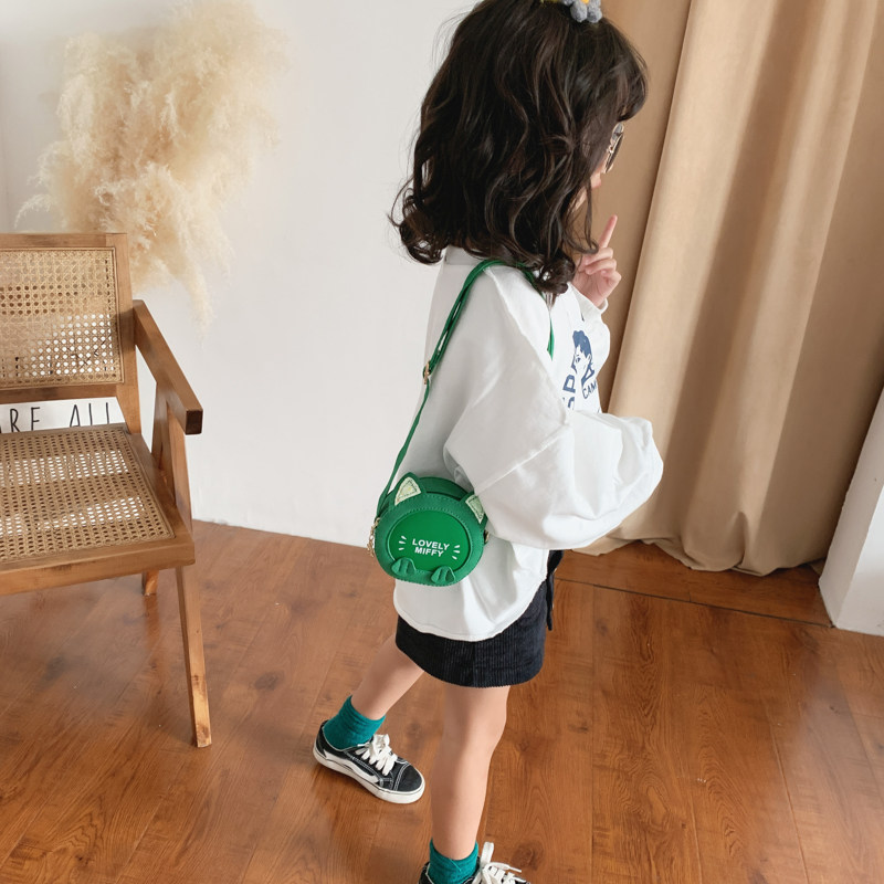 Baby Bag Super Cute Cat Cute Cat Card Tunic Bag Children Small Round Bag Fashion Foreign Princess Bag Girl Slanted Satchel Bag