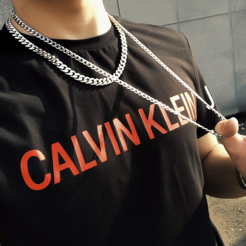 Tik Tok Necklace Trendy Hip Hop Men's Simple Personality Wild Hiphop Clavicle Chain Men's Jewelry Titanium Steel Accessories Chain