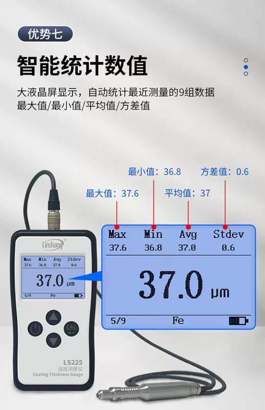 Máy đo độ dày lớp phủ Linshang LS225 F500 Máy dò mạ điện lớp mạ kẽm có độ chính xác cao Máy đo màng sơn Máy đo độ dày màng sơn