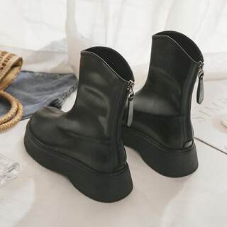 Black Martin Boots, Short Boots for Women, British Style, Autumn and Winter, Fleece-Lined, 2025 New Model, Versatile, Internet Celebrity Hot Item, Thick-Soled Chimney Boots