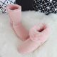 Genuine leather pink snow boots for women 2025 winter new style comfortable fur one-piece mid-calf boots anti-ski cotton shoes