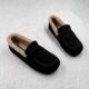 Genuine fur shoes for women, slip-on beanie shoes, autumn and winter 2025 new warm lambswool flat-soled beanie shoes