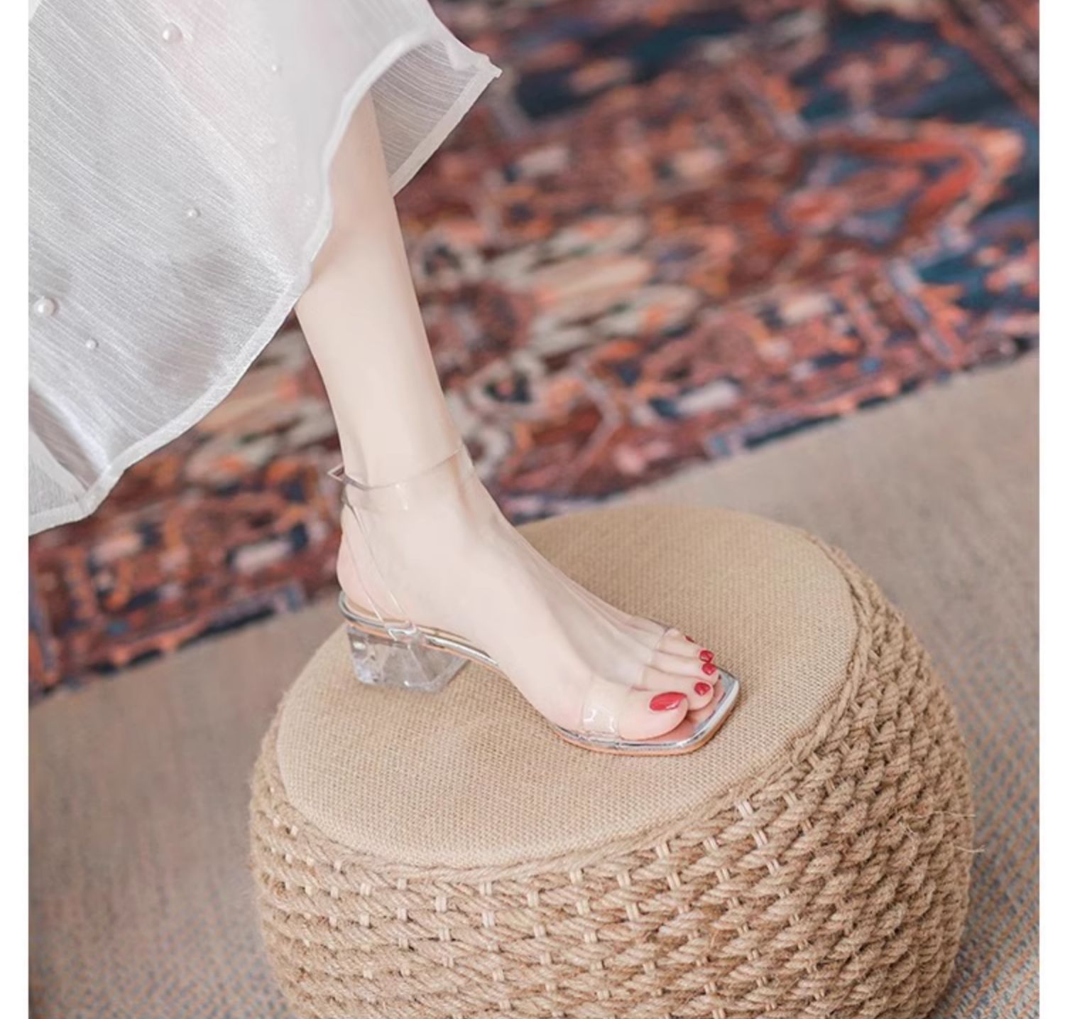C9680 3310K GIÀY CAO GÓT NỮ RSKREGS GÓT VUÔNG MÙA HÈ TRONG SUỐT GIÀY DÉP NỮ G06 SẢN PHẨM MỚI