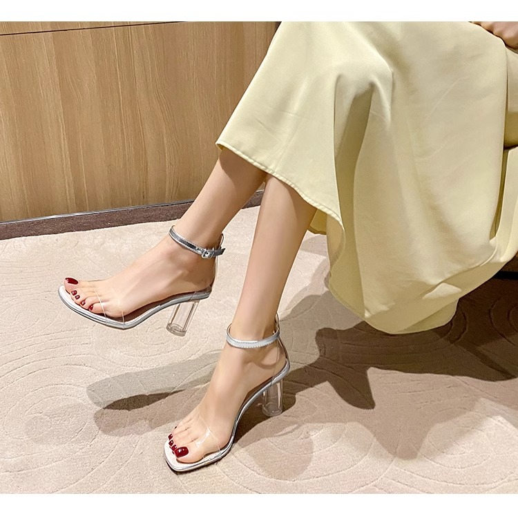 C9768 2760K GIÀY CAO GÓT NỮ RSKREGS MŨI TRÒN GÓT VUÔNG MÙA HÈ TRONG SUỐT QUAI HẬU GIÀY DÉP NỮ G06 SẢN PHẨM MỚI