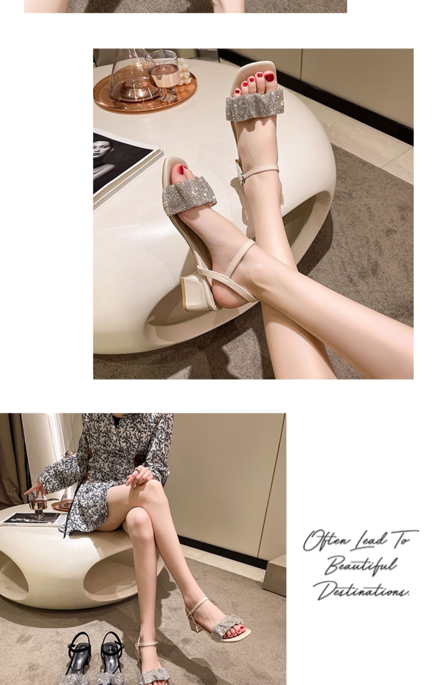 C9685 2660K GIÀY DÉP SANDAL NỮ RSKREGS GẮN ĐÁ GÓT VUÔNG MÙA HÈ QUAI HẬU GIÀY DÉP NỮ DA BÒ G06 SẢN PHẨM MỚI
