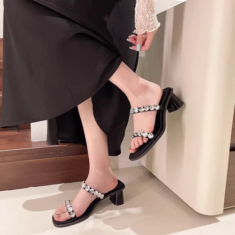 C9703 2760K GIÀY CAO GÓT NỮ RSKREGS GẮN ĐÁ GÓT VUÔNG MÙA HÈ GIÀY DÉP NỮ G06 SẢN PHẨM MỚI