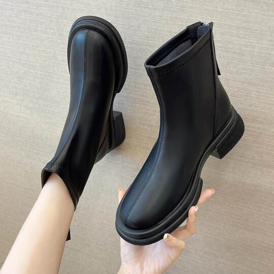 Martin boots women's boots British style autumn and winter plus velvet 2025 new versatile sweet and cool short boots internet celebrity flat bottom slim boots trendy