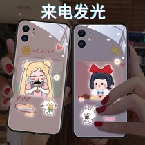 Cartoon Beauty Girl Caller Light x suitable for Apple 11 phone shell iphone11promax lens Full package xsmax new xr personality x protective sleeve 12pro mesh red