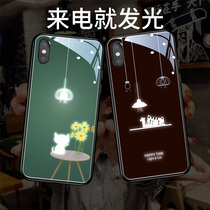 Cat light iphoniex mobile phone shell caller lighting suitable for apple x cute sparkling xmax brief personality iphone net red xsmax new female 8plus silicone gel anti-fall xr