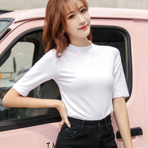 The new shirt tide of the 2020 new cotton - sleeved middle - sleeved white short sleeve tops