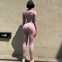 European And European Fashion Nets Red Spring Autumn Sports Suit Tight Speed Dry Fitness Room Running Fitness Yoga Clothes Two Sets