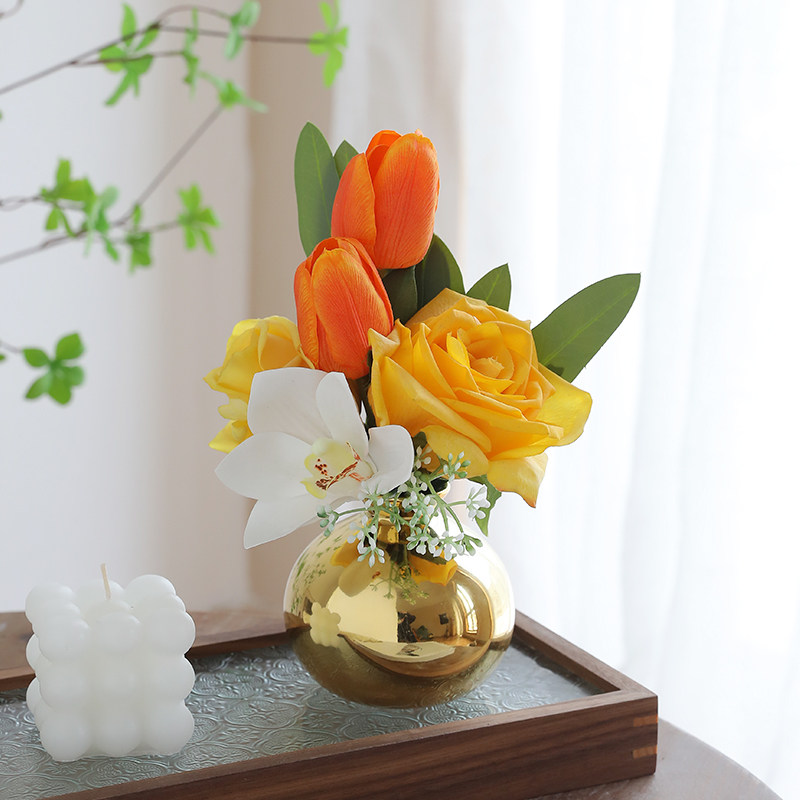 Taihuan Light Luxury High-end Emulation Flower Bouquet Fake Flowers Art Small Pendulum Pieces Dry Flower Living Room Table Tea Table Decoration Bedrooms