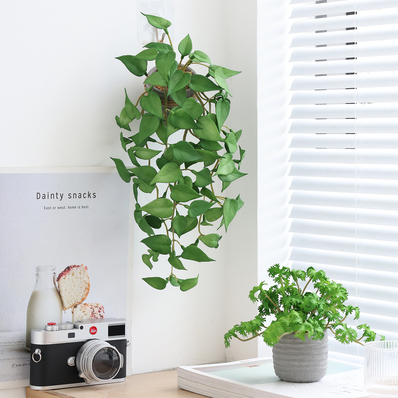 Copper Coin Leaf Mountain Turtle Artificial Hanging Climbing Plant Fake Green Plant Small Potted Plant Living Room Dining Room Wall Hanging Decoration Ornament