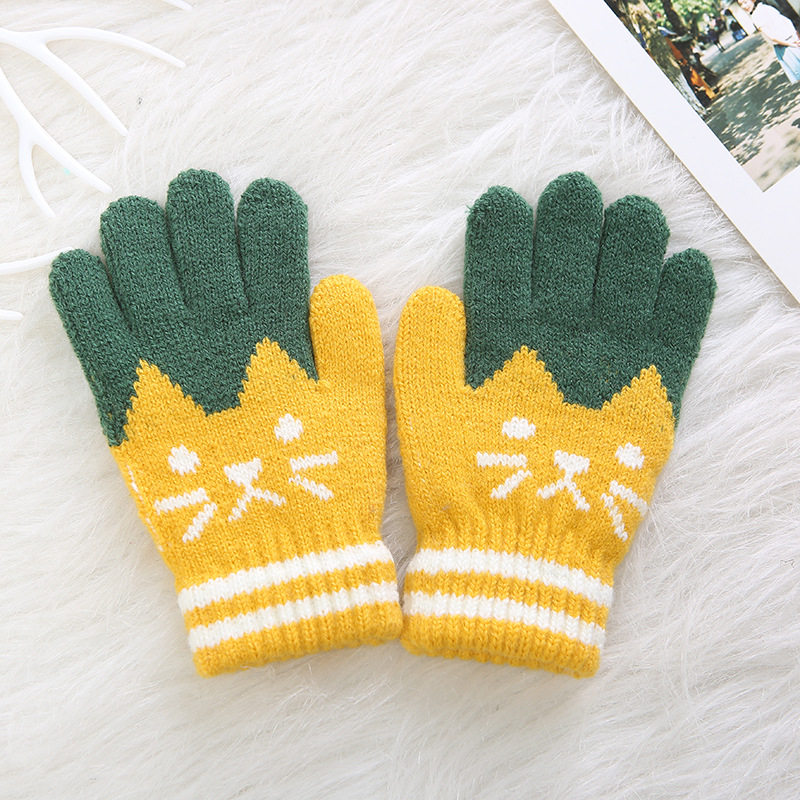 Children's gloves 3 Baby 4 children 5 boys 6 girls 7 students warm and lovely five fingers gloves 8 years old