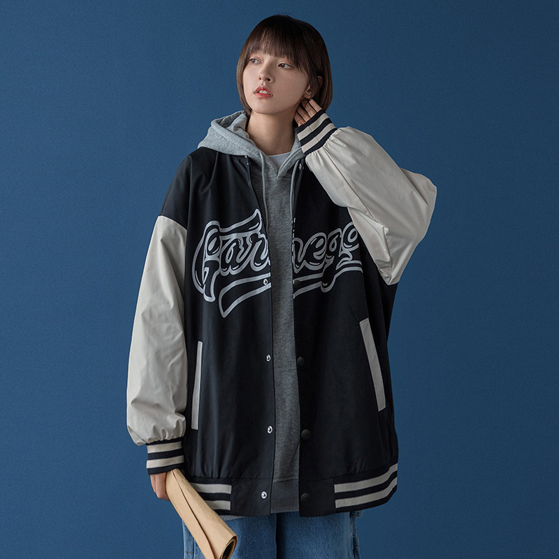 Vintage baseball uniform women's spring and autumn loose American street retro jacket ins tide 2021 new student all-match