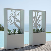 Nordic modern minimalist iron art outdoor flower case white flower bed partition indoor floor-type flower pot rectangular flower slot