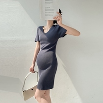 Maternity dress for summer wear stretchy body-shaping knitted skirt summer fashion hot mom sexy tight hip skirt