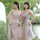 Весеннее длинное платье подружки невесты, простой крой, средней длины, длина макси