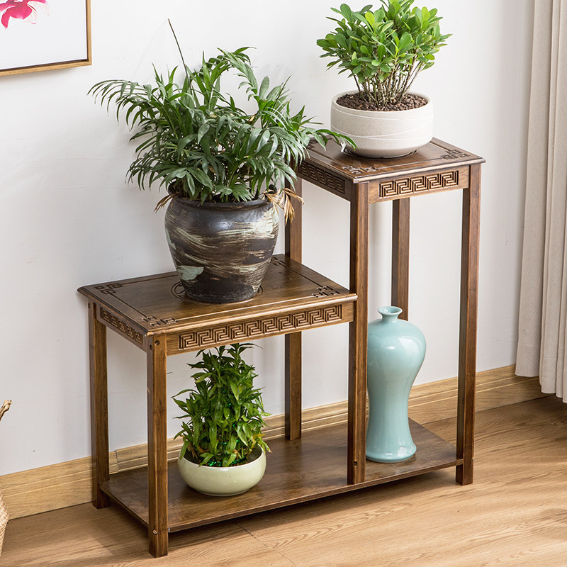 Sofa-side small tea table edge a few corners a few flowers frame solid wood living room indoor tea water table containing cabinet bonsai shelving shelf-Taobao