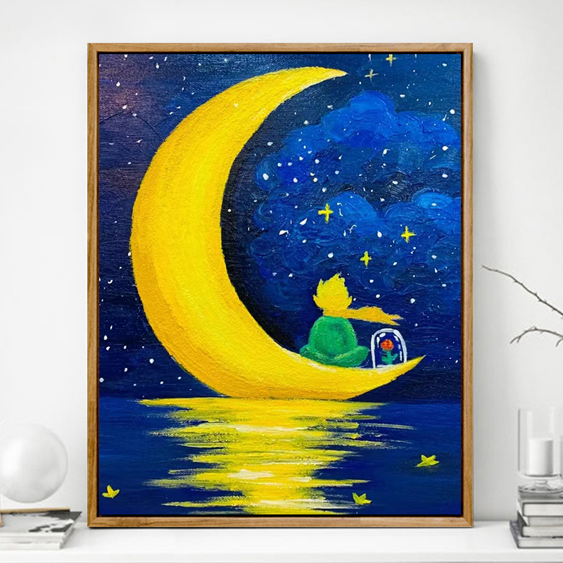 Small Prince Digital Oil Color Painting Diy Stuffed Children Hand-painted Drawing Cartoon Cartoon Character color-filled painting decoration painting-Taobao