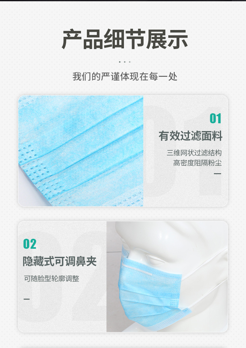 范茉莉 医用级一次性防病毒口罩 50只装 图7