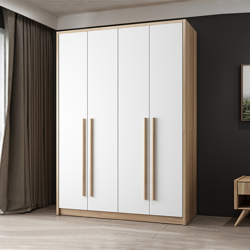 Wardrobe modern minimalist home bedroom three or four doors Nordic simple cabinet solid wood economical assembly large wardrobe