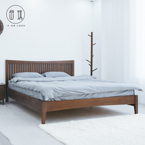 Full solid wood bed 1 8 meters 1 5 meters single double bed Nordic modern simple imported Beech bed Home bedroom Master bedroom