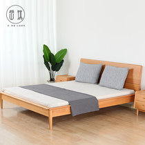 Japanese style 1 5 1 8 meters solid wood bed Beech single double bed Eco-friendly bedroom Light luxury Nordic modern minimalist furniture