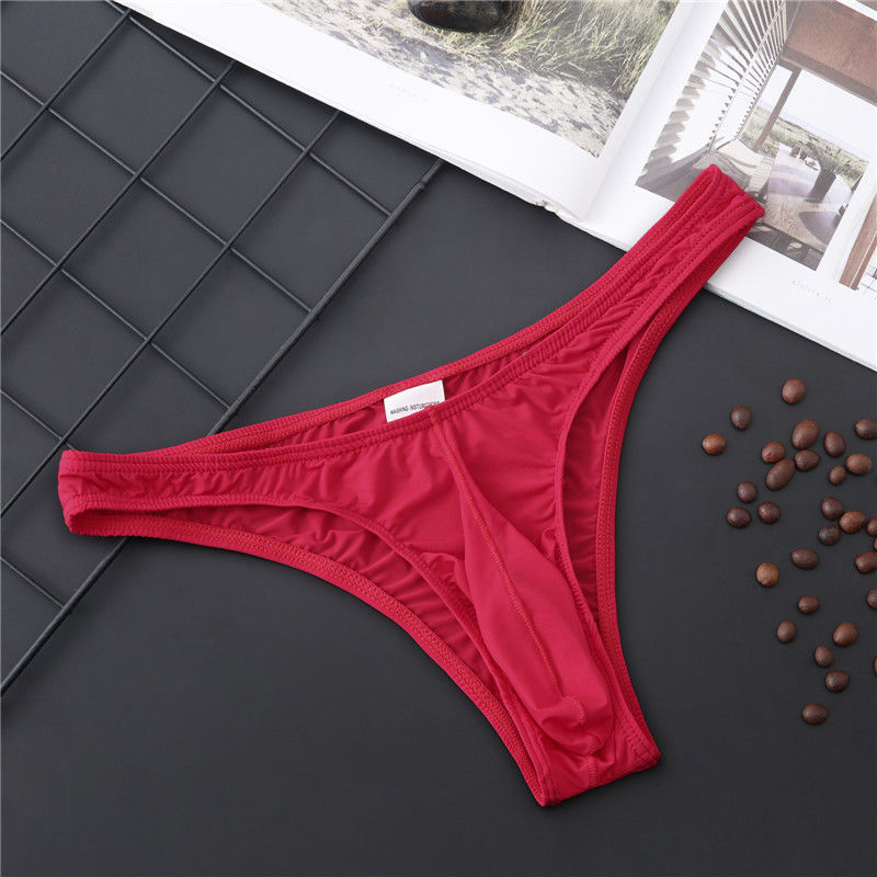 Men's Ice Silk Translucent Thong Men's T-Pants Low-Waist Sexy Summer Single Thong Pants Trendy Men's Comfortable Shorts