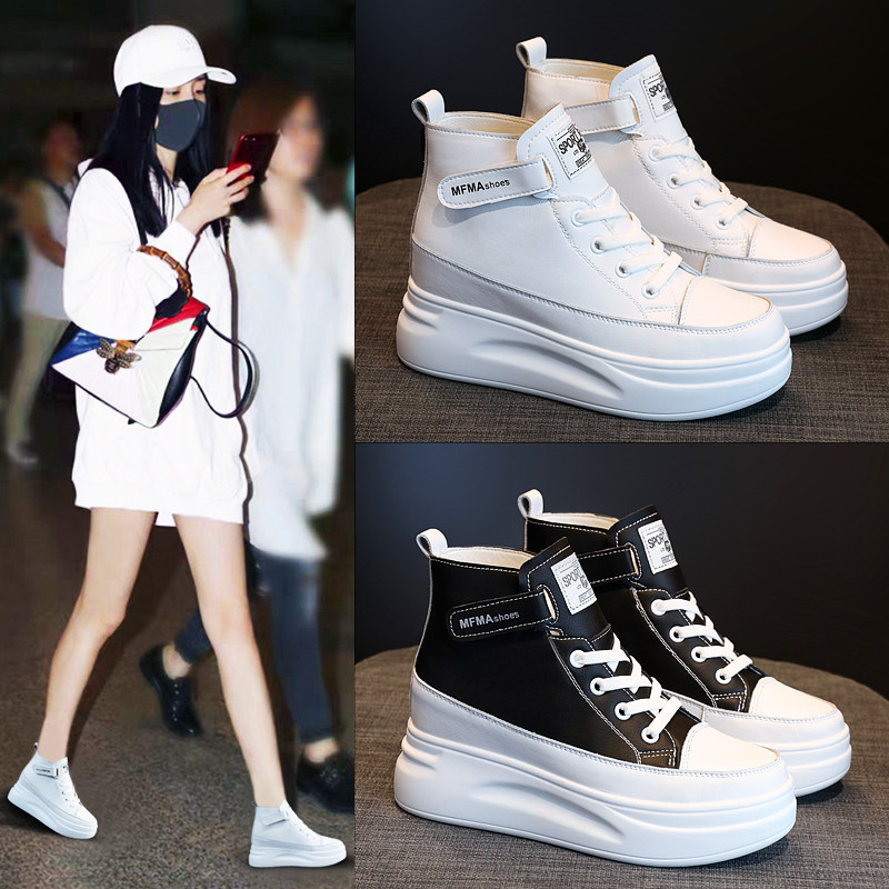 The new thick sole leather 8cm high - gang casual single shoes in spring 2022