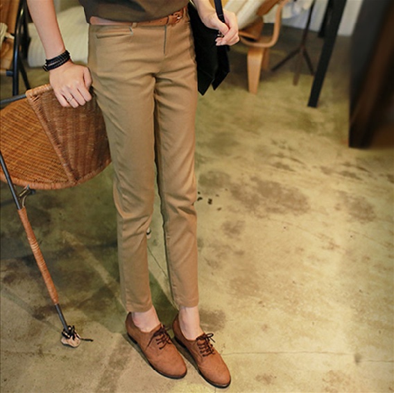 Spring and Autumn Slim-Fit 9/10 Length Women's Straight-Leg Casual Pants, Slim-Fitting Professional Long Pants, Pure Cotton, Slimming Workwear Nine-Point Pants for Women