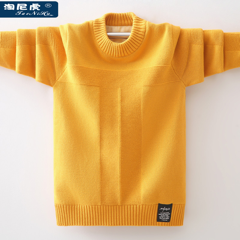 Boy's sweater cover plus thick autumn and winter children's cotton knitted sweater collar
