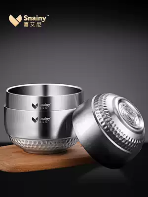 304 stainless steel bowl with lid for home eating children's small Bowl double anti-scalding single Rice Bowl baby tableware soup bowl