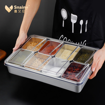 Kitchen seasoning combined suit stainless steel seasoning box integrated Dogzo box oil salt sauce Vinegar Seasoning full set