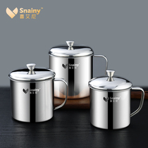 Xi Aini 304 stainless steel water cup Household tea bowl Childrens cup with lid with handle Fall-proof kindergarten cup