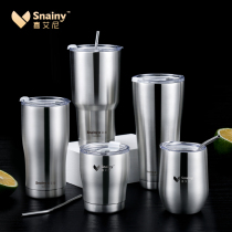 304 stainless steel water cup Double vacuum thermos cup Large capacity car cup Cold cup Straw cup Ice Blaster cup