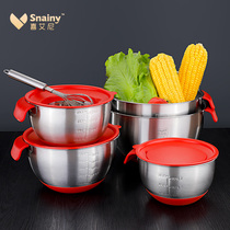 Food grade 304 stainless steel whipped egg basin deepen splash-proof with lid basin Home Kitchen Baking Tool and Noodle Basin
