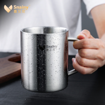 304 stainless steel water cup Household childrens cup Drop proof with handle with cover Coffee Mark Teacup Double mouth cup